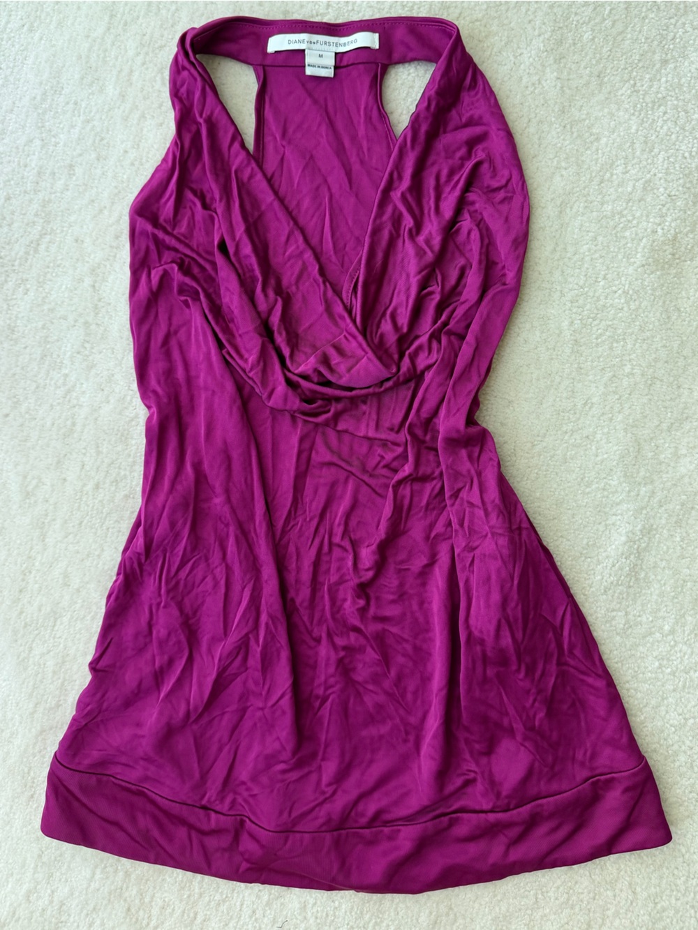 Diane Von Furstenberg Magenta Draped Halter Camisole